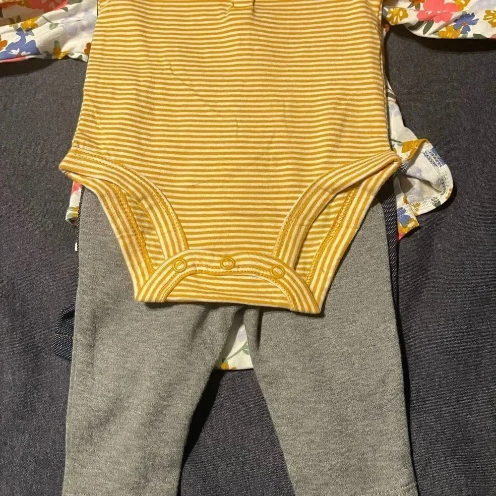 Kids Carter 4 piece set 3 M 12 M Flowers Stripes Shirt